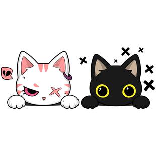招吉猫汽车贴纸个性创意可爱猫咪车贴车身划痕贴电动车反光装饰贴