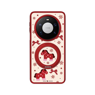 暖冬小马适用华为Mate80Promax手机壳磁吸带支架新款mt60por+支点保护套高级感红色女新年Co2可爱mate70全包