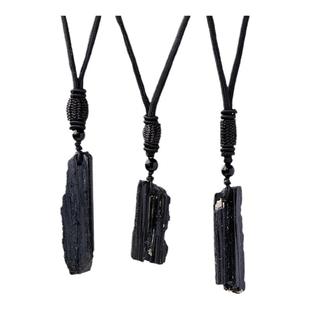 黑碧玺原石吊坠项链电气石项链原石原矿饰品简约装饰碧玺吊坠饰品