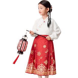 巴拉巴拉女童汉服套装儿童马面裙春秋款童装中大童宝宝国风衣服潮