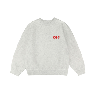 [REコンテナ] CHANCE24秋冬韩版CEC字母燕麦灰加绒套头圆领卫衣