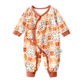 龙喜年《大唐连珠对马纹》婴儿满月百天男宝宝衣服中式和尚服春秋