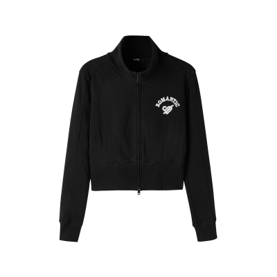 U/TI黑色一体绒运动短卫衣女装百搭正肩休闲上衣尤缇时尚冬季新款