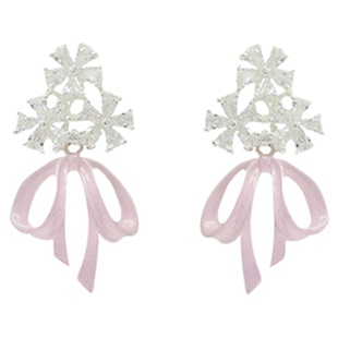 「韩系初恋」精致粉色蝴蝶结耳环蚊香盘耳夹无耳洞轻奢女耳钉耳饰