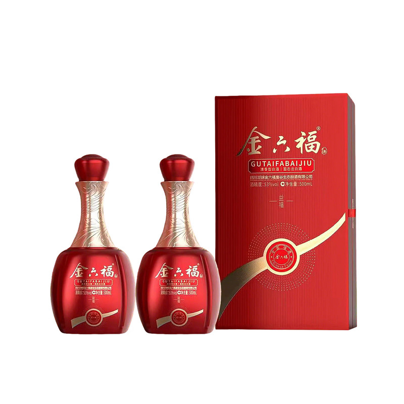 金六福酒益福53度清香型白酒500ml*6瓶高端中秋礼盒装送礼宴席酒
