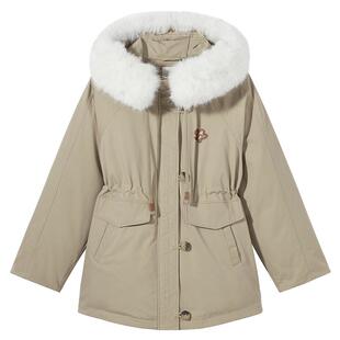 热风2025年冬季新款女士收腰软糯毛领羽绒服高蓬松修身显瘦