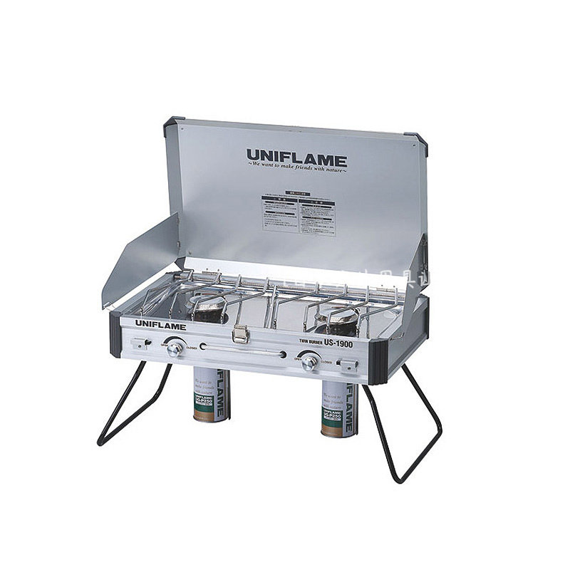 日本原装进口UNIFLAME 户外便携折叠双头炉