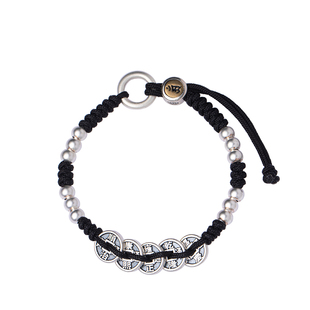 大善堂足银五帝钱编织手链女士生肖本命像护身转运银珠红绳送礼男