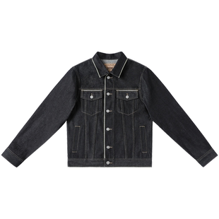 15oz重磅原牛养牛款硬朗秋季男士夹克金色闪边设计原色工装外套