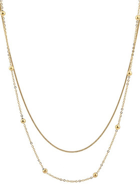 钛钢双层叠戴豆豆转运珠项链颈链