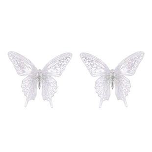 BOMBCACA银翼飞行系列 精灵跃耳 透明梦幻夸张大蝴蝶千禧少女耳环