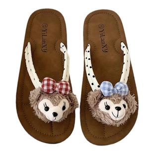 卡通少女心雪莉玫人字拖女夏外穿海边拖鞋可爱2024网红ins凉拖