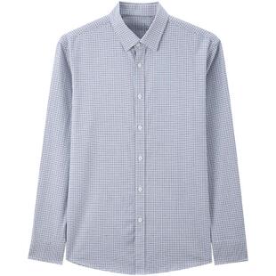 Mind Bridge格子翻领长袖衬衫秋季通勤休闲上衣男士商务百搭衬衣