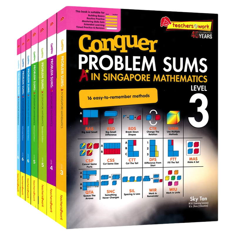 新加坡数学 SAP Conquer Problem Sums A In Singapore Mathematics 小学3-6年级 数学解题技巧练习册 攻克系列 英文原版进口教辅