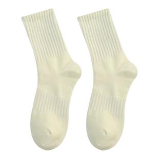 秋冬纯色袜子女中筒袜纯棉高腰运动长筒网红外穿保暖高筒配鲨鱼裤