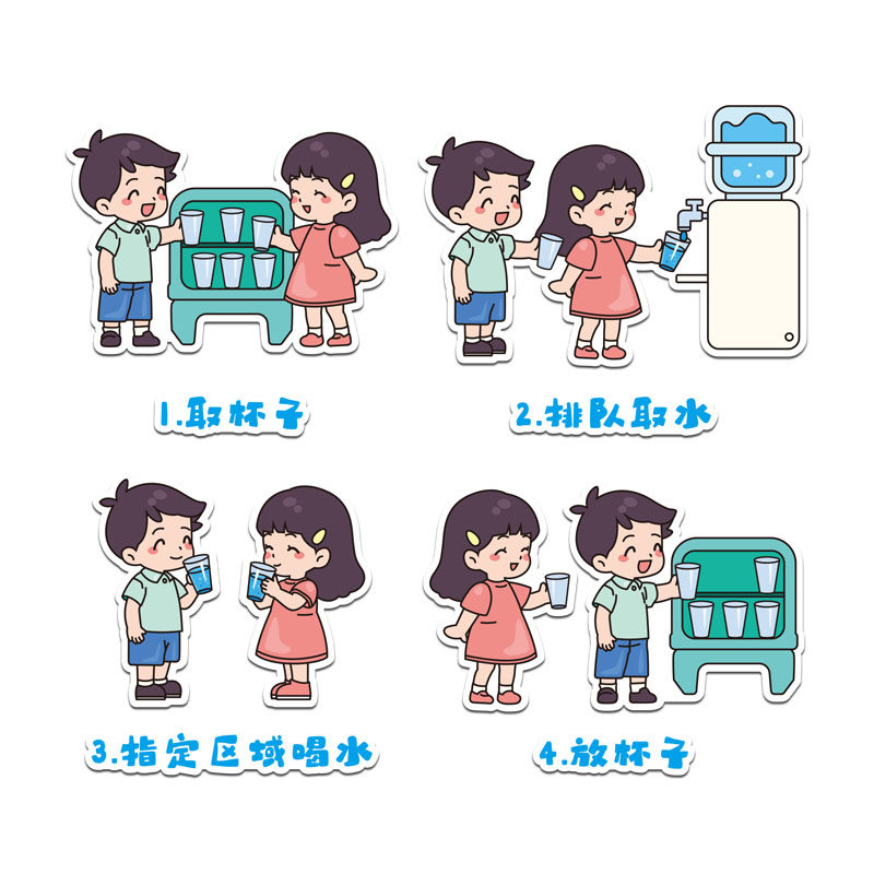 幼儿园饮水区环创主题文化墙贴画