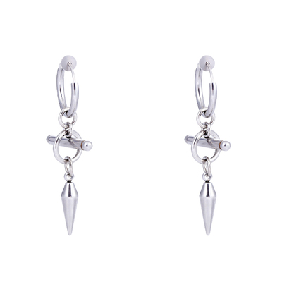 潮邦钛钢解构锥形嘻哈无耳洞耳夹