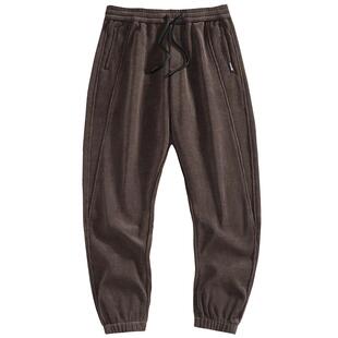 420g重磅奥粒绒加绒休闲裤男士宽松大码冬季新款云感柔肤针织卫裤