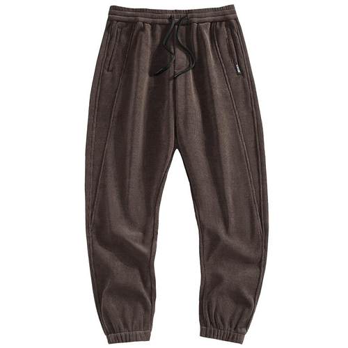 420g重磅奥粒绒加绒休闲裤男士宽松大码冬季新款云感柔肤针织卫裤