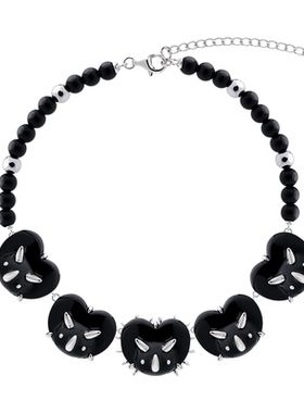 FWISH纯银珐琅黑玛瑙女原创项链