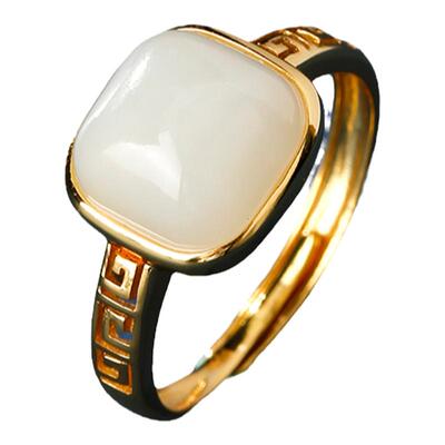 七彩云南银镶玉戒指国风