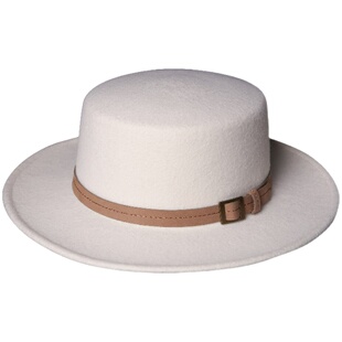 mrduck 进口澳洲羊毛礼帽女款男士平顶帽 秋冬复古宽檐帽子大头围