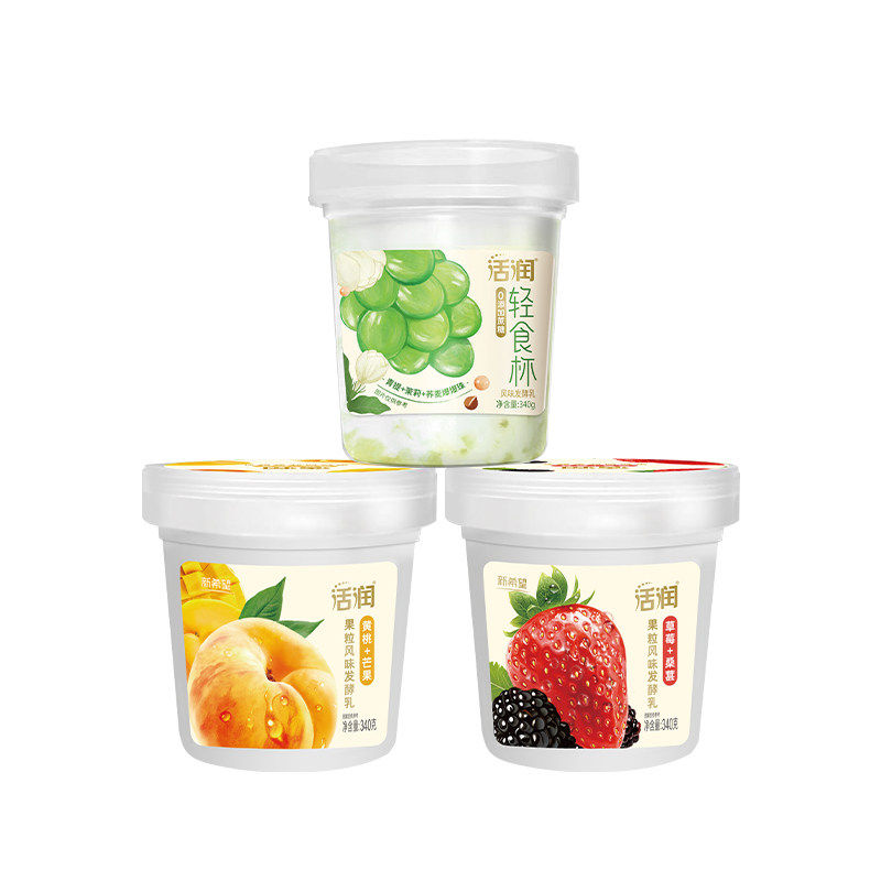 【京东直送】6桶新希望活润轻食杯青提茉莉果粒酸奶340g黄桃爆珠