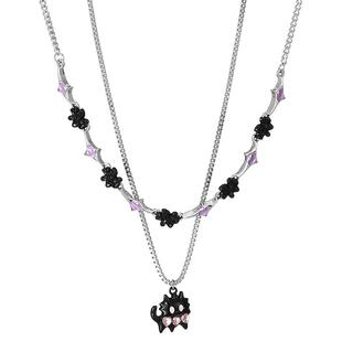 VOYAGE甜酷猫咪吊坠y2k项链女款双层叠戴锁骨链轻奢小众链子配饰