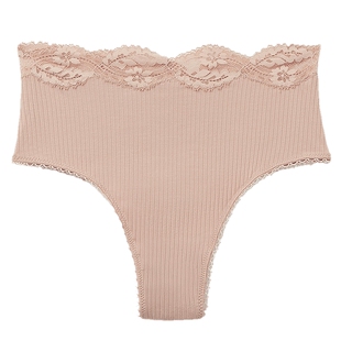 Intimissimi意舒漫舒适罗纹蕾丝花边中高腰巴西裤内裤SC2578B