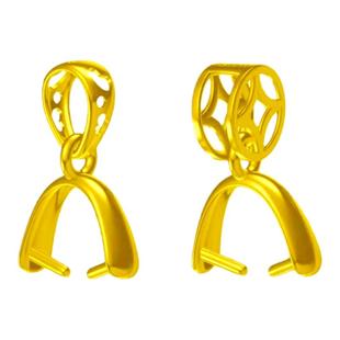 牛鼻孔扣头18K金玉扣吊坠扣头万能横孔K金瓜子扣项链坠翡翠扣夹扣