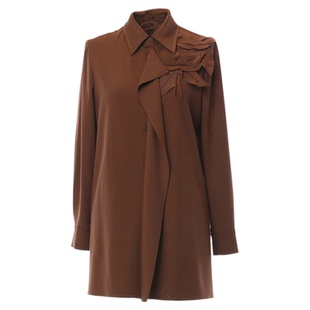 莱芙&middot;艾迪儿秋季新款莱赛尔羊毛通勤衬衫修身显瘦法式长袖