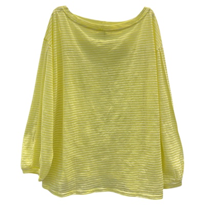 条纹一字露肩宽松长袖防晒T恤女