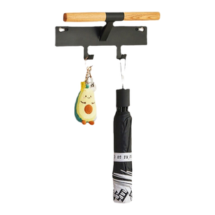 免打孔单双肩包雨伞衣服门后玄关墙面挂架实木学生书包收纳置物架