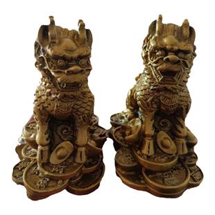 铜麒麟摆件镇宅化招财壁刀路冲催子嗣窗台书房办公室反弓天斩一对