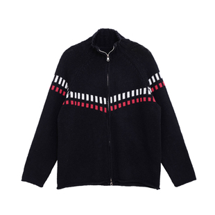 荒荒家拉链韩风提花毛衣外套2025秋冬新款小众设计宽松针织开衫女