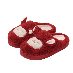 名创优品2026新款冬棉拖鞋女款红色本命年拖鞋情侣款居家室内保暖