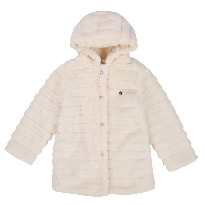 IVY HOUSE常春藤儿童装女童秋冬款 小香风仿皮草铺棉连帽外套上衣