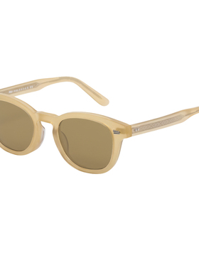 复古高级粗框板材浅黄色太阳镜