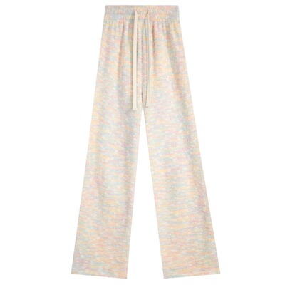 彩虹糯米裤子女秋冬季2025新款高腰垂感宽松加绒小个子针织阔腿裤