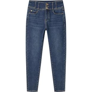 太平鸟女装2025春季款暖感高腰小脚牛仔裤紧身牛仔裤A1HAD4497