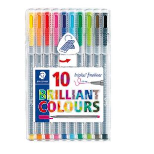 德国STAEDTLER施德楼334 6色10色20色荧光色勾线笔手帐彩绘笔套装