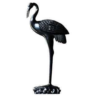 小叶紫檀丹顶鹤摆件实木雕刻熏香炉家居工艺品客厅檀香炉茶道香座