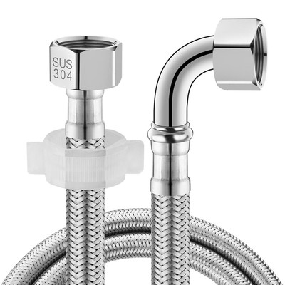 90度带弯头不锈钢进水软管