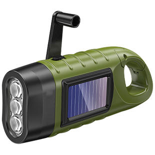 手摇发电多功能强光手电筒太阳能充电停电应急照明防灾生存装备