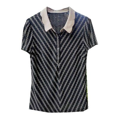 新款时尚中年洋气女装上衣薄短袖速干透气网纱黑衬衫妈妈夏装