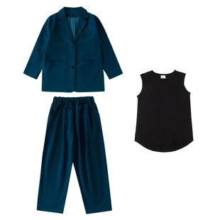 儿童街舞潮服爵士舞演出服男女童洋气西服走秀服少儿嘻哈炸街童装