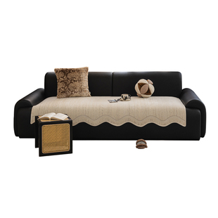 2025新款简约现代异形雪尼尔沙发坐垫子防滑固定直排高级感盖布巾