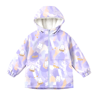 儿童罩衣羽绒服女童防水防脏外穿洋气男女宝宝中大童冬季2025新款