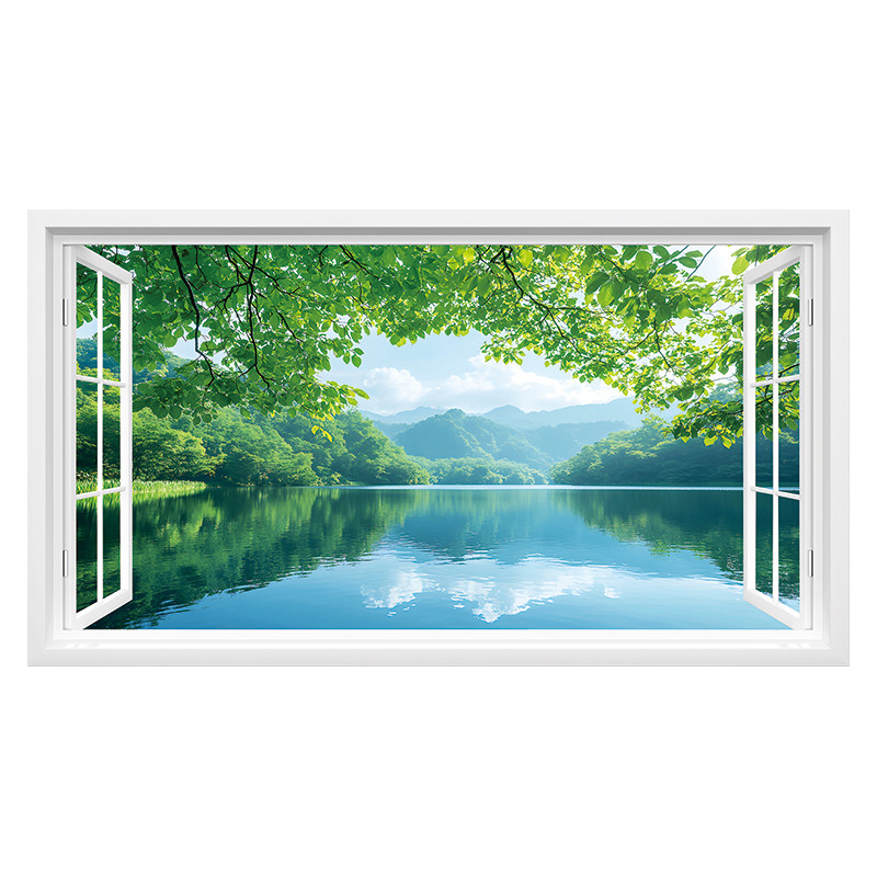 自粘背景墙贴画卧室护眼小清新创意风景墙画温馨客厅房间美化贴画