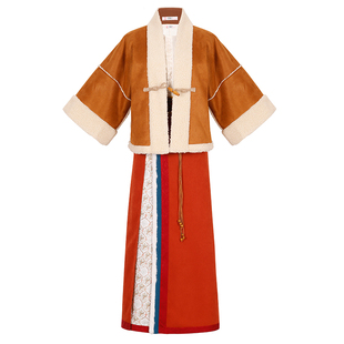 花朝记｜昼雪｜冬季羊羔绒加厚汉服｜雪景旅拍｜宋制两片裙对襟袄